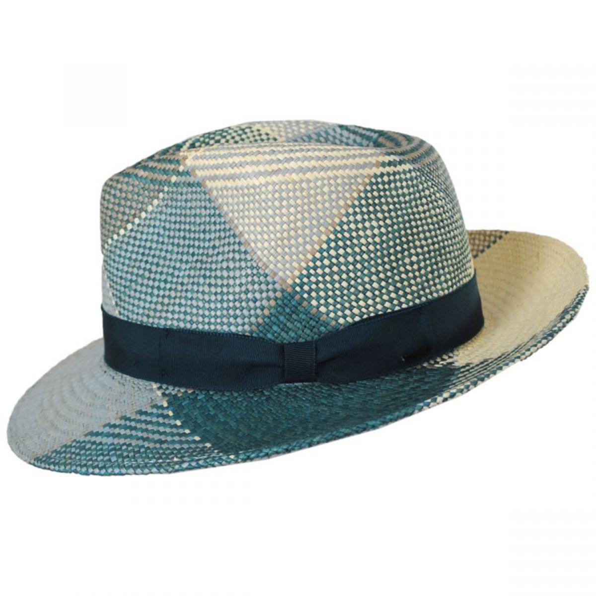 Bailey 1922 | Giger Panama Straw Fedora Hat | 127805 | profile | BLUE SURF PLAID