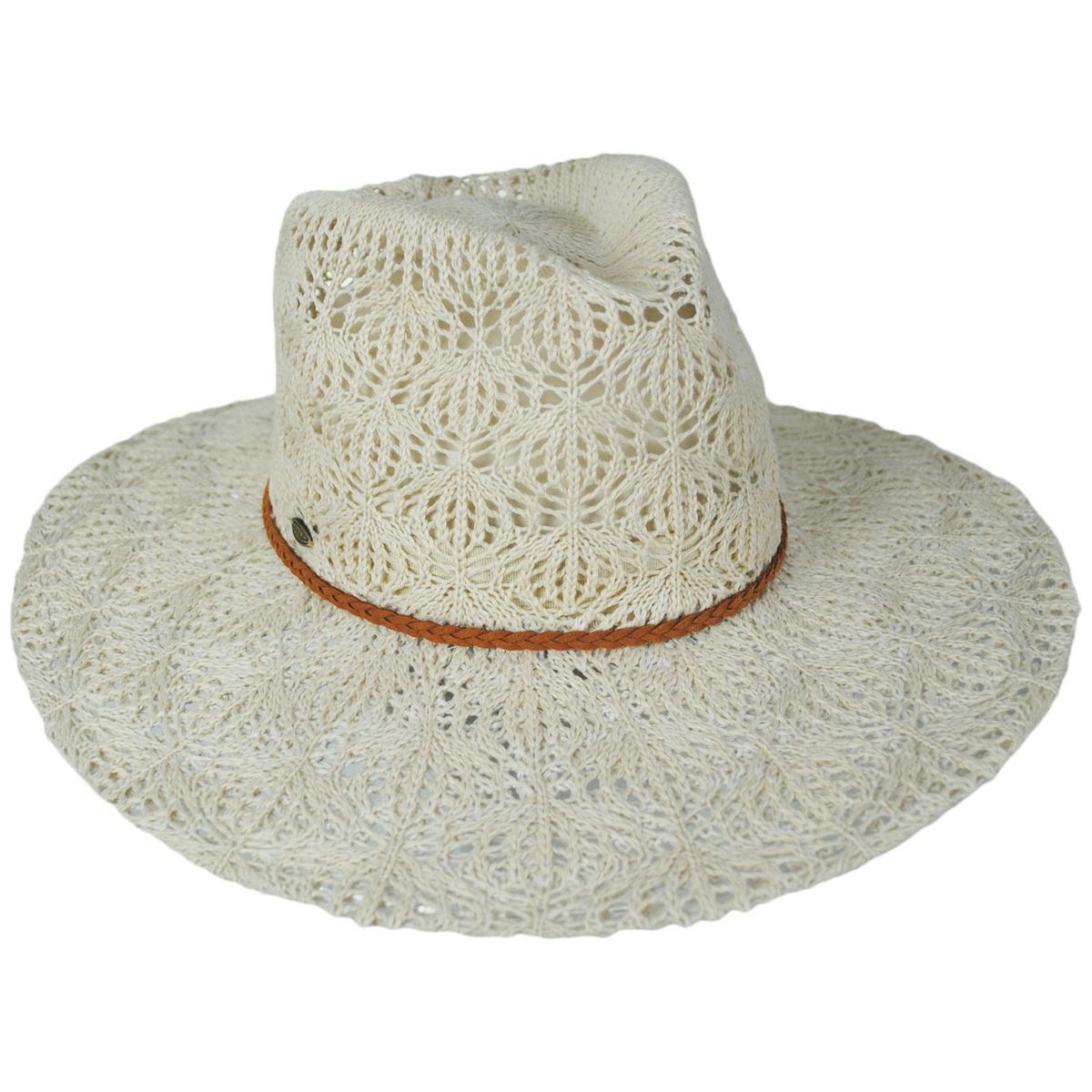 Scala | Aubree Lace Knit Outback Ranch Fedora Hat | 106442 | lead | NATURAL