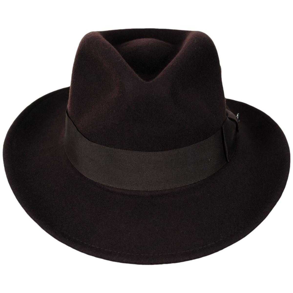 Jaxon Hats | Wholesale Ford Crushable Wool Felt Fedora Hat B2B Pre-Pack | B2B135004 | front | BROWN
