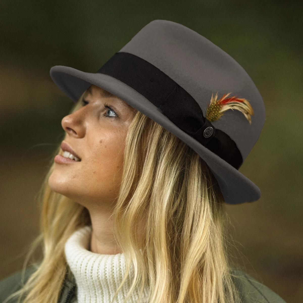 Jaxon Hats | Blues Crushable Wool Felt Trilby Fedora Hat | 132020 | lsfone | GREY