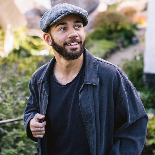 Jaxon & James | Castlebay Harris Tweed Wool Newsboy Cap | 170000 | lsmone | BLACK/GREY