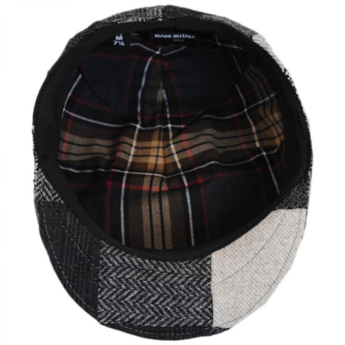 Stefeno Hats | Patchwork Wool Ascot Cap | 171535 | under | GREY/BLUE