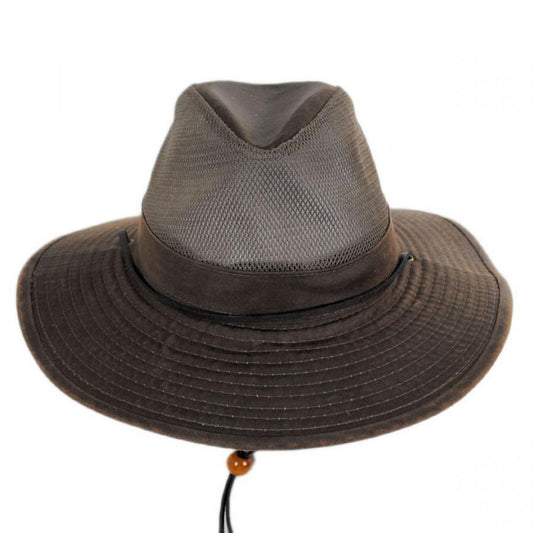 Dorfman Pacific | Yargo Weathered Cotton Mesh Blend Aussie Fedora Hat | 400294 | front | BARK