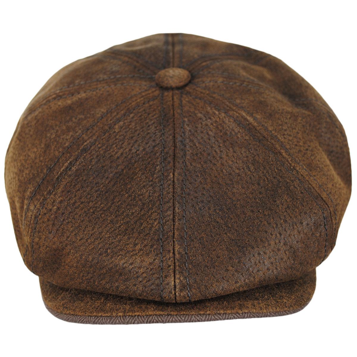 Stetson | Pigskin Leather Newsboy Cap | 160278 | front | BROWN