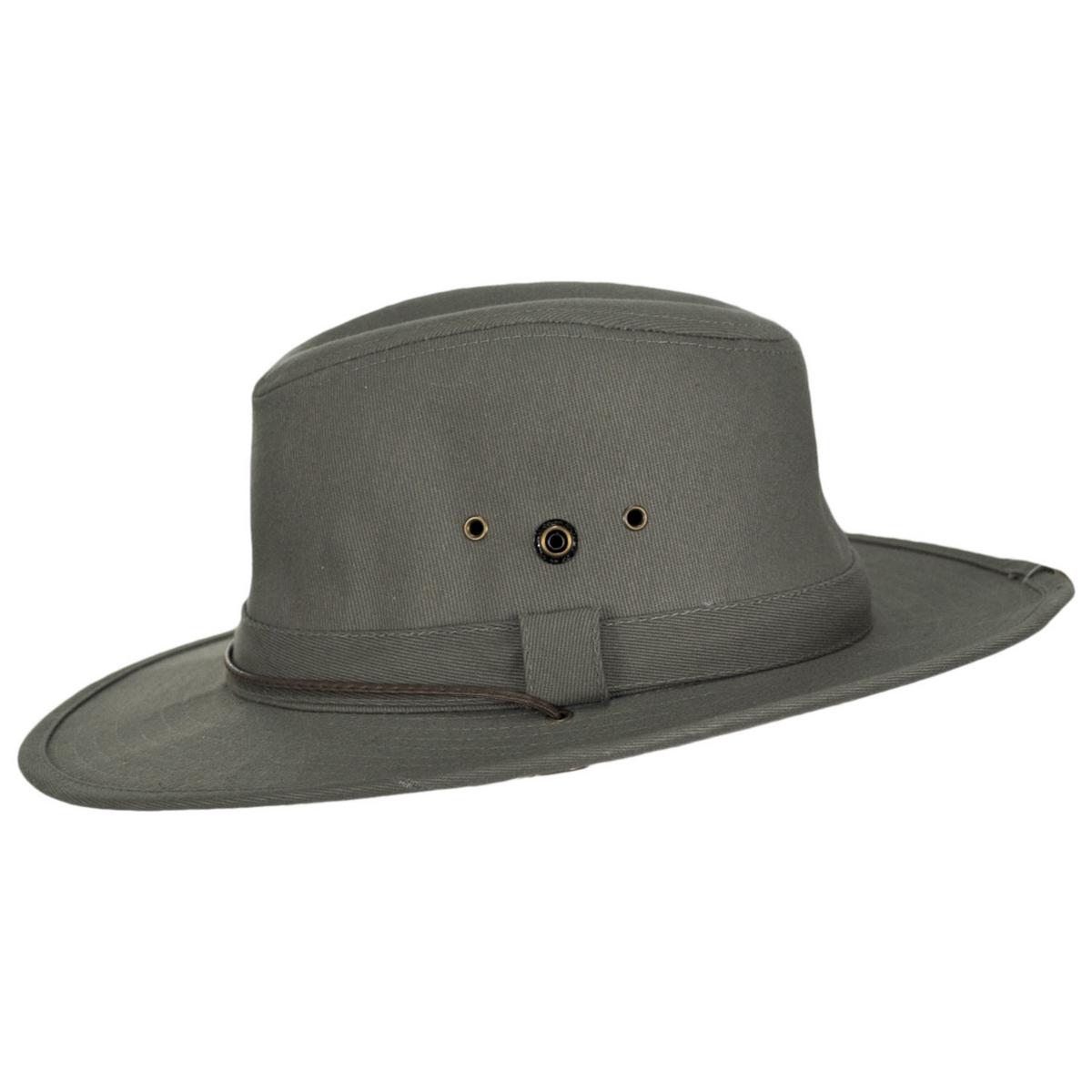 Dorfman Pacific | Chin Cord Cotton Aussie Hat | 400253 | profile | OLIVE