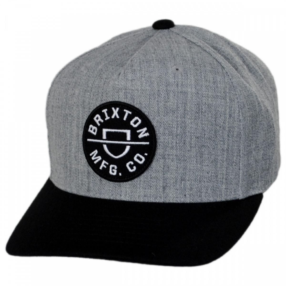 BRIXTON HATS | Crest 5-Panel Snapback Baseball Cap | 201790 | lead | GREY/BLACK