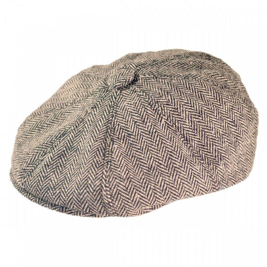 Jaxon Hats | Herringbone Wool Blend Newsboy Cap | 167780 | lead | BROWN