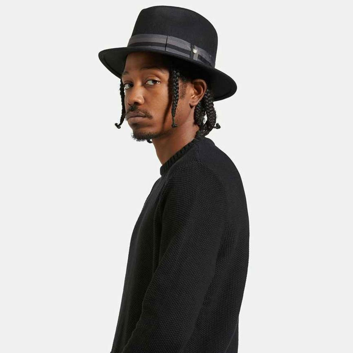 BRIXTON HATS | Roma Wool Felt Fedora Hat | 135664 | lsmone | BLACK/GREY CHARCOAL
