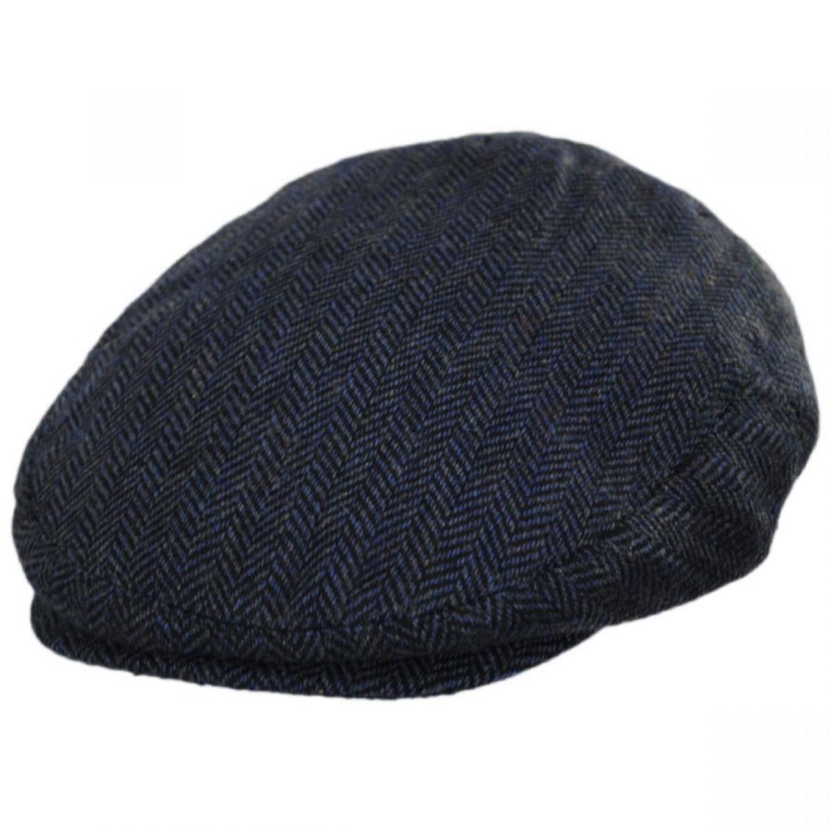 Jaxon Hats | Filmore Herringbone Wool Blend Ivy Cap | 167561 | lead | BLUE/BLACK
