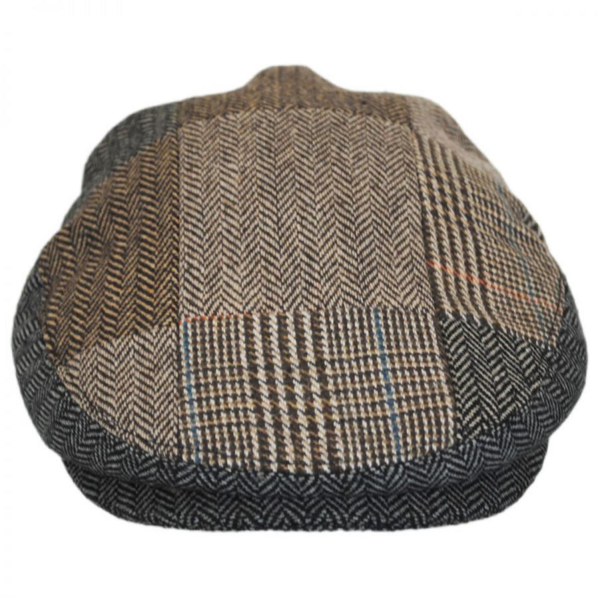 Jaxon Hats | Herringbone Patchwork Wool Blend Ivy Cap | 167734 | front | BROWN/GREY