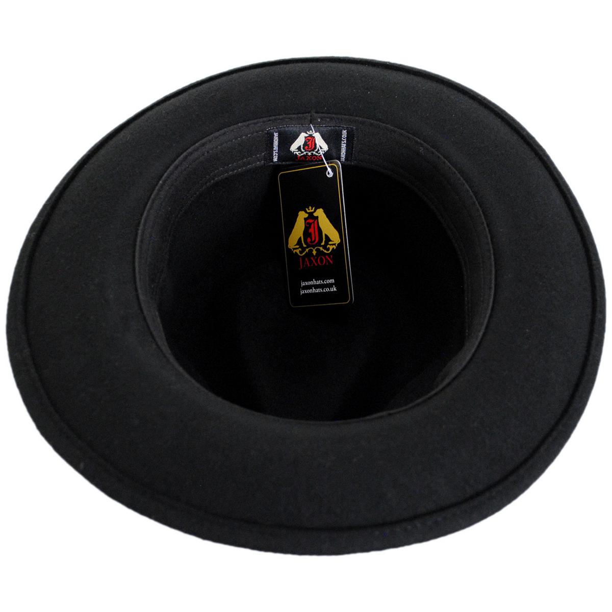 Jaxon Hats | C-Crown Crushable Wool Felt Fedora Hat | 135003 | under | BLACK