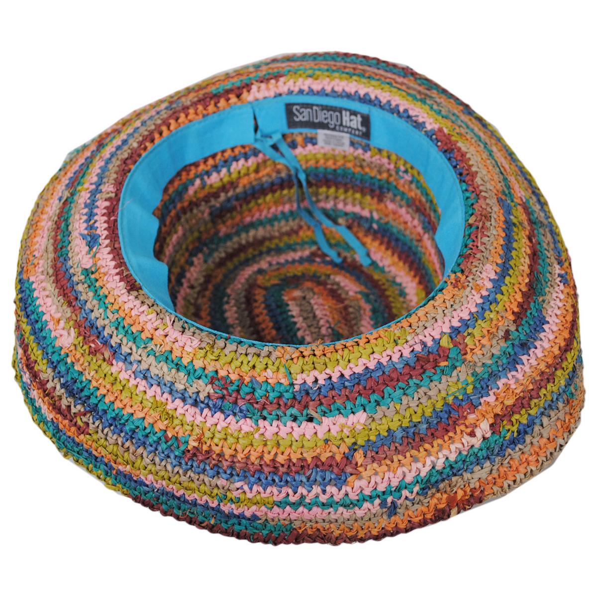 San Diego Hat Company | La Playa Raffia Straw Sun Hat | 103603 | under | MIXED BRIGHTS