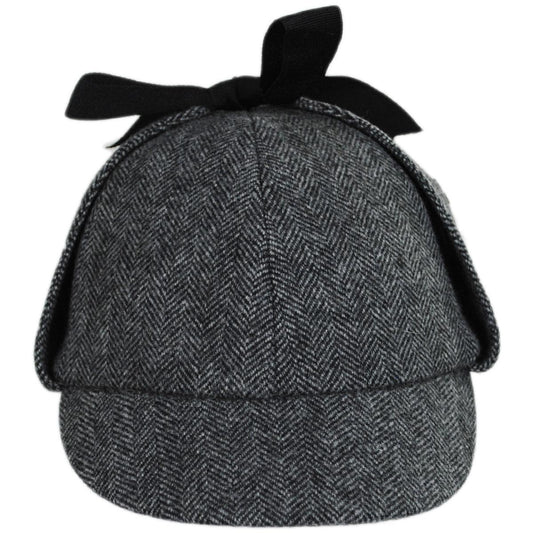 Jaxon Hats | Wholesale Sherlock Holmes Herringbone Wool Blend Hat B2B Pre-Pack | B2B192399 | front | GREY