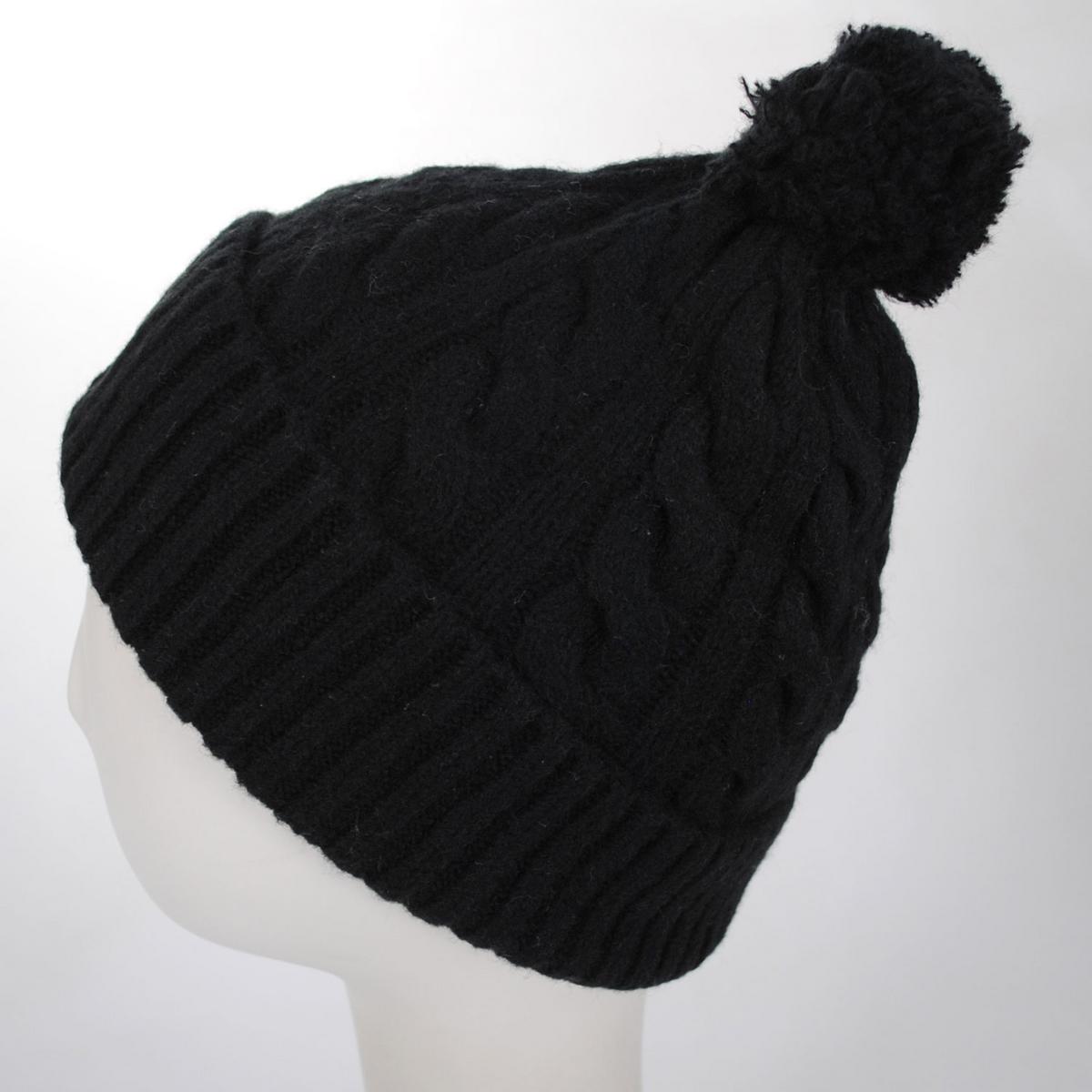 Kangol | Pompom Cable Knit Beanie Hat | 500410 | profile | BLACK