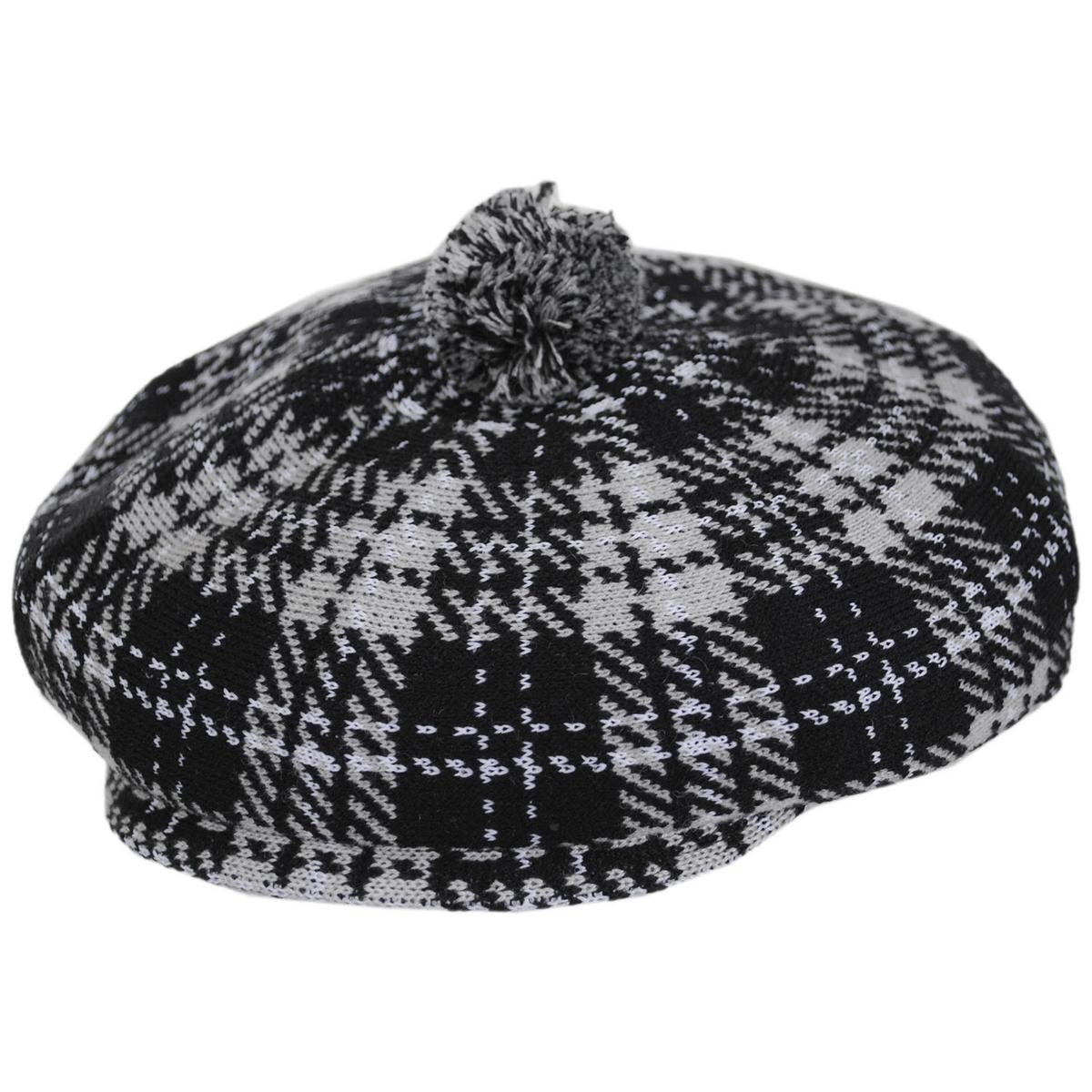 Kangol | New Heritage Pom-Pom Newsboy Cap | 160842 | lead | BLACK CHECK