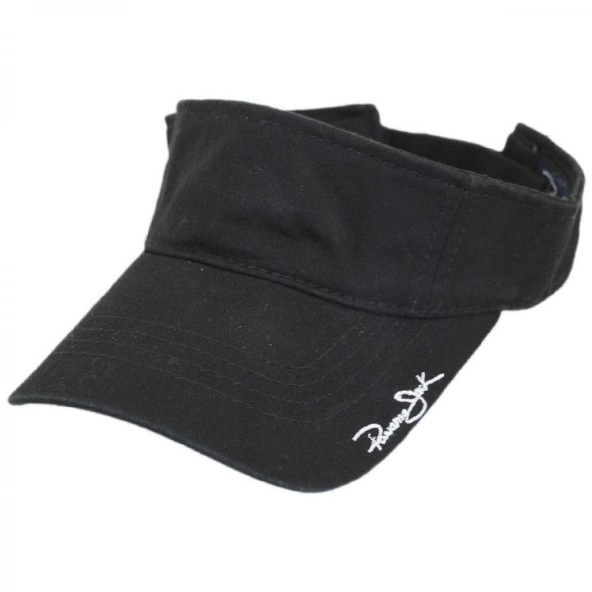 Panama Jack | Garment Washed Cotton Sport Visor | 195075 | lead | BLACK