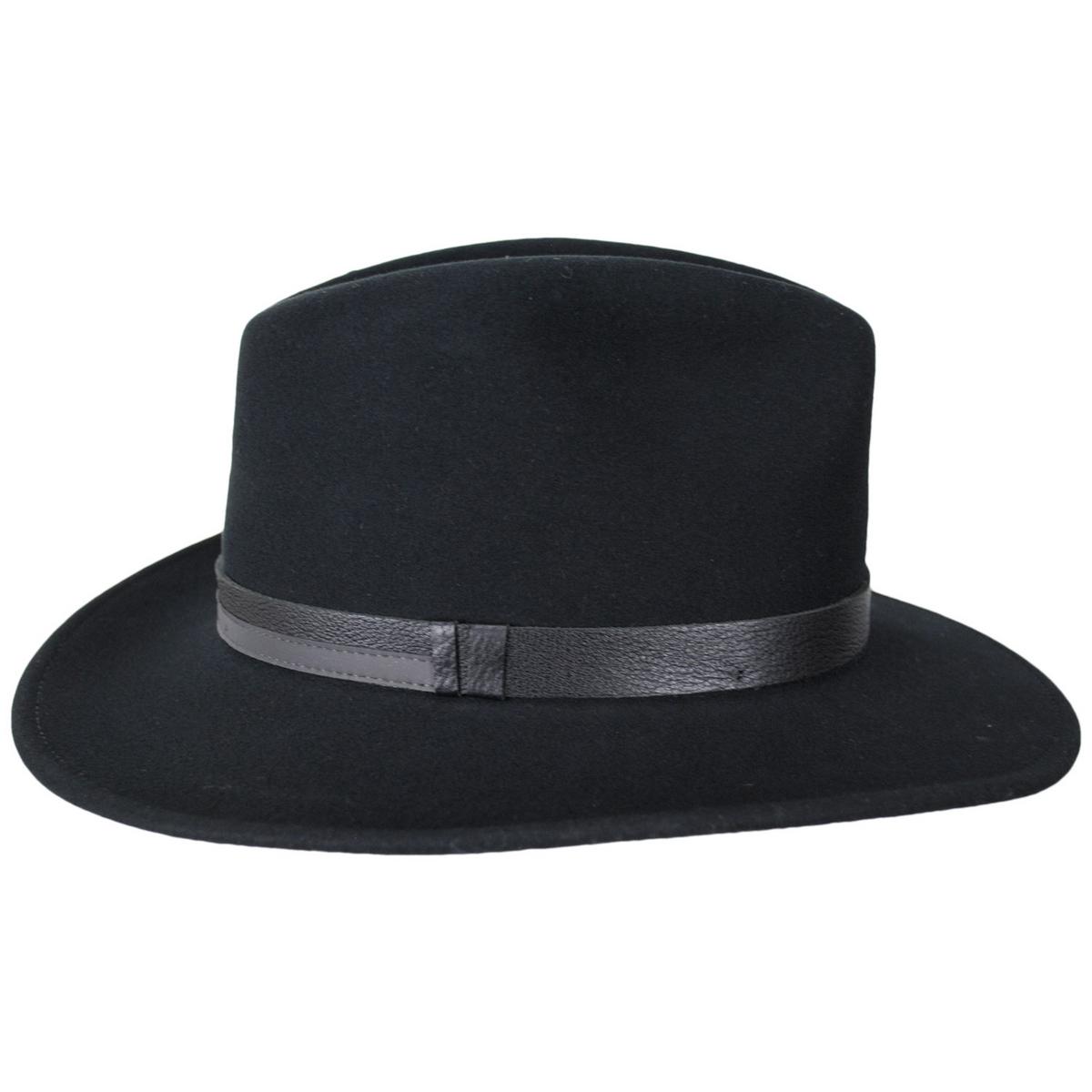 Bailey Western | Redline Wool LiteFelt Safari Fedora Hat | 133307 | profile | BLACK