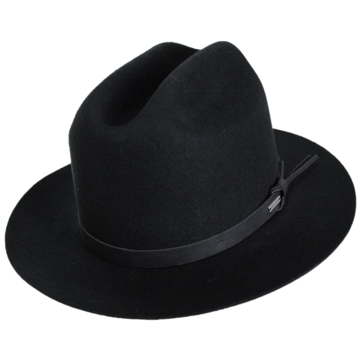 BRIXTON HATS | Hitch Ranch Wool Felt Fedora Hat | 135669 | lead | BLACK