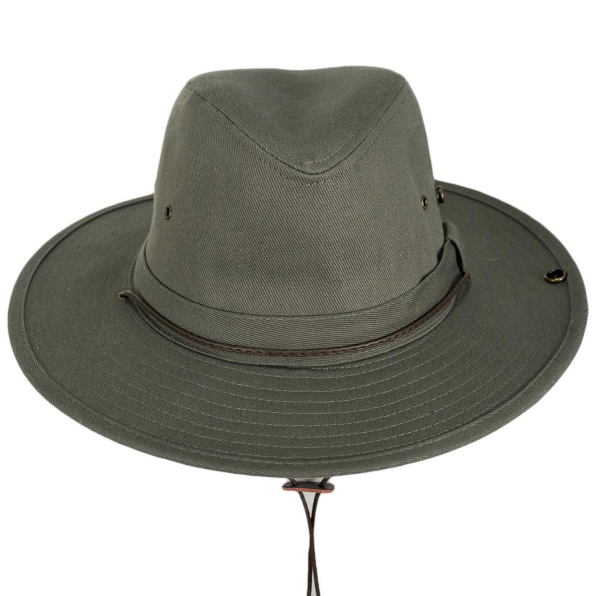 Dorfman Pacific | Chin Cord Cotton Aussie Hat | 400253 | front | OLIVE