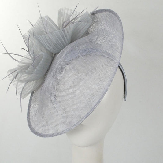 Kathy Jeanne | Fruncido Sinamay Straw Fascinator Hat | 122429 | front | GREY