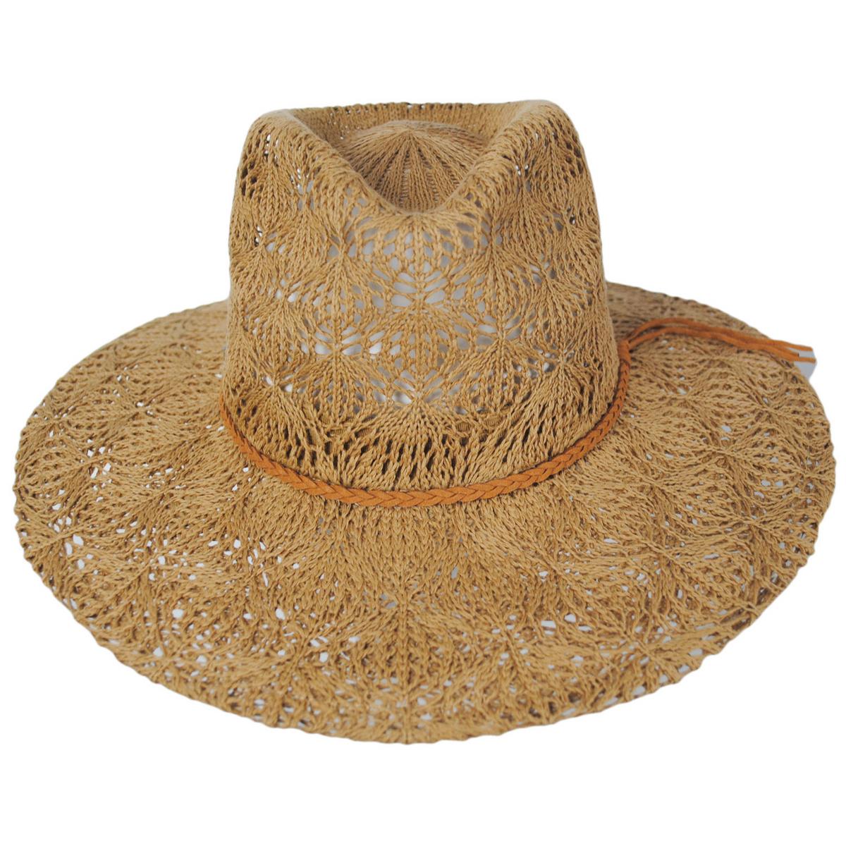 Scala | Aubree Lace Knit Outback Ranch Fedora Hat | 106442 | front | TEA