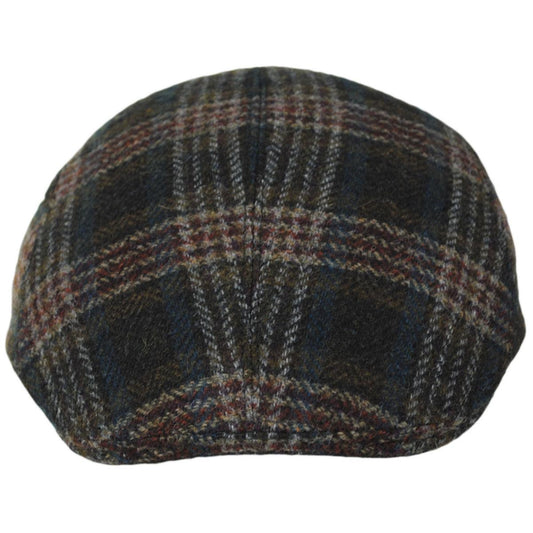 Wigens Caps | Magee Multi Check Wool Modern Ivy Cap | 161968 | front | DARK BLUE