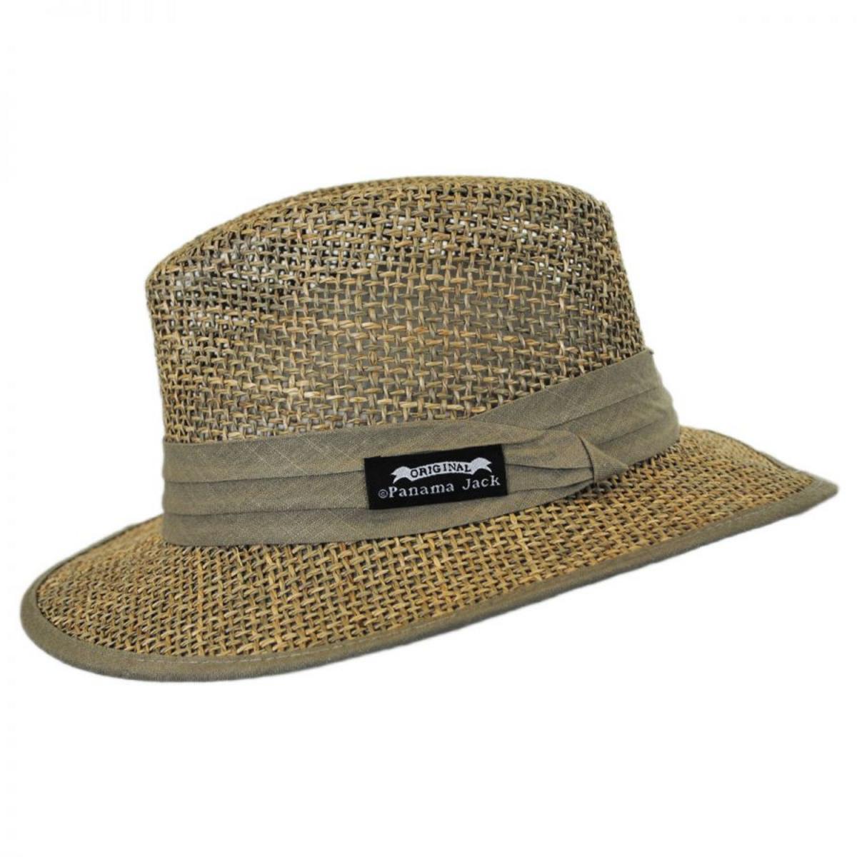 Panama Jack | Seagrass Straw Safari Fedora Hat | 126394 | profile | NATURAL
