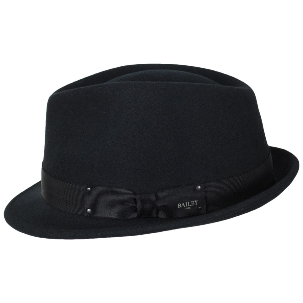 Bailey 1922 | Wynn Wool LiteFelt Fedora Hat | 130048 | profile | BLACK