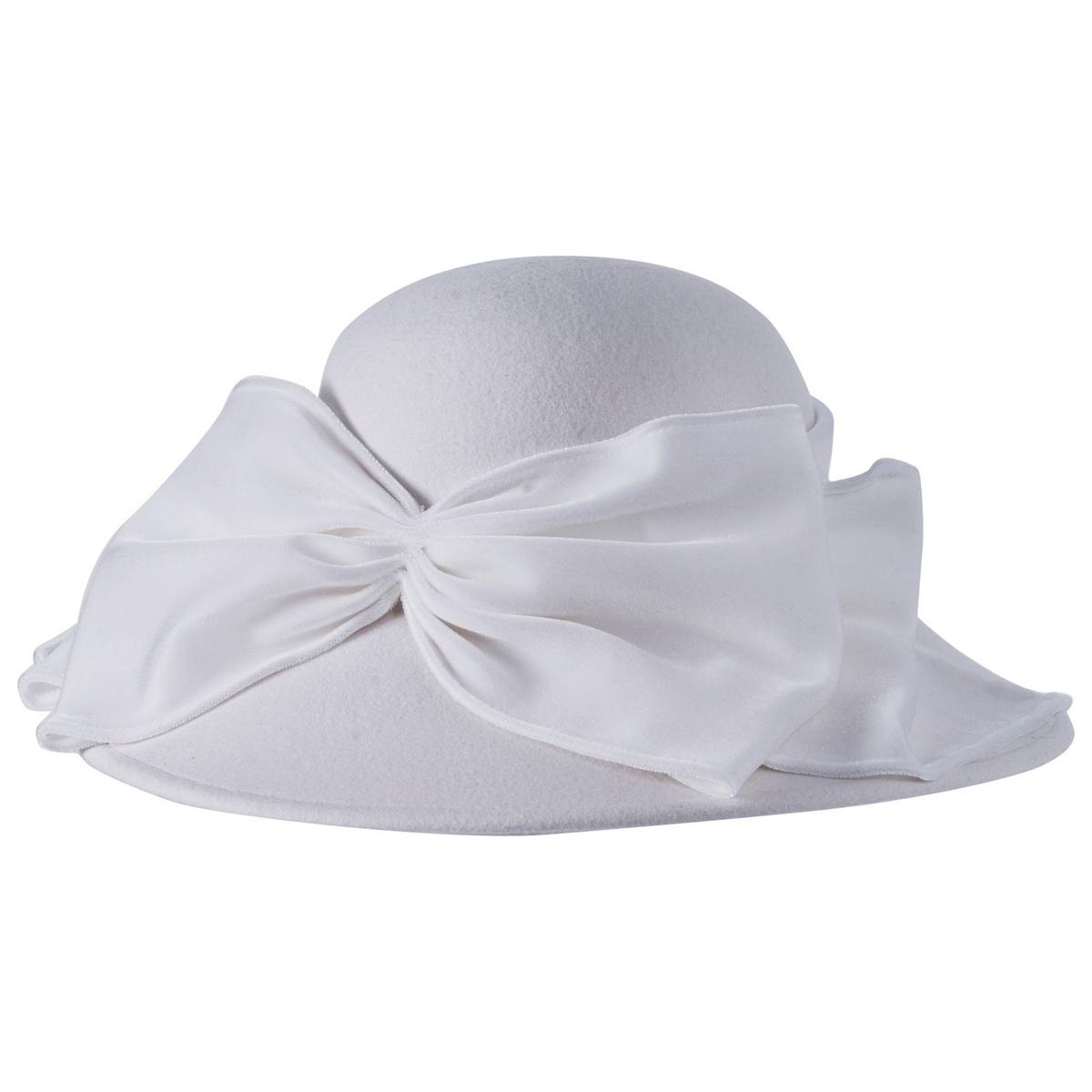 Toucan Collection | Velvet Waterfall Wool Felt Lampshade Dress Hat - Made to Order | 125844 | lead | WHITE