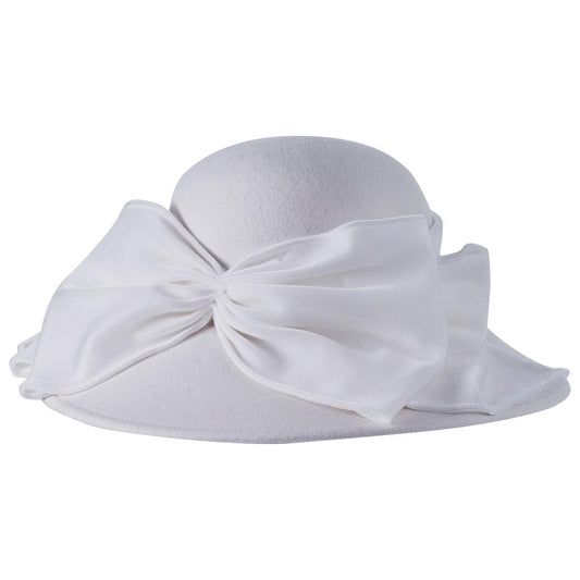 Toucan Collection | Velvet Waterfall Wool Felt Lampshade Dress Hat - Made to Order | 125844 | lead | WHITE
