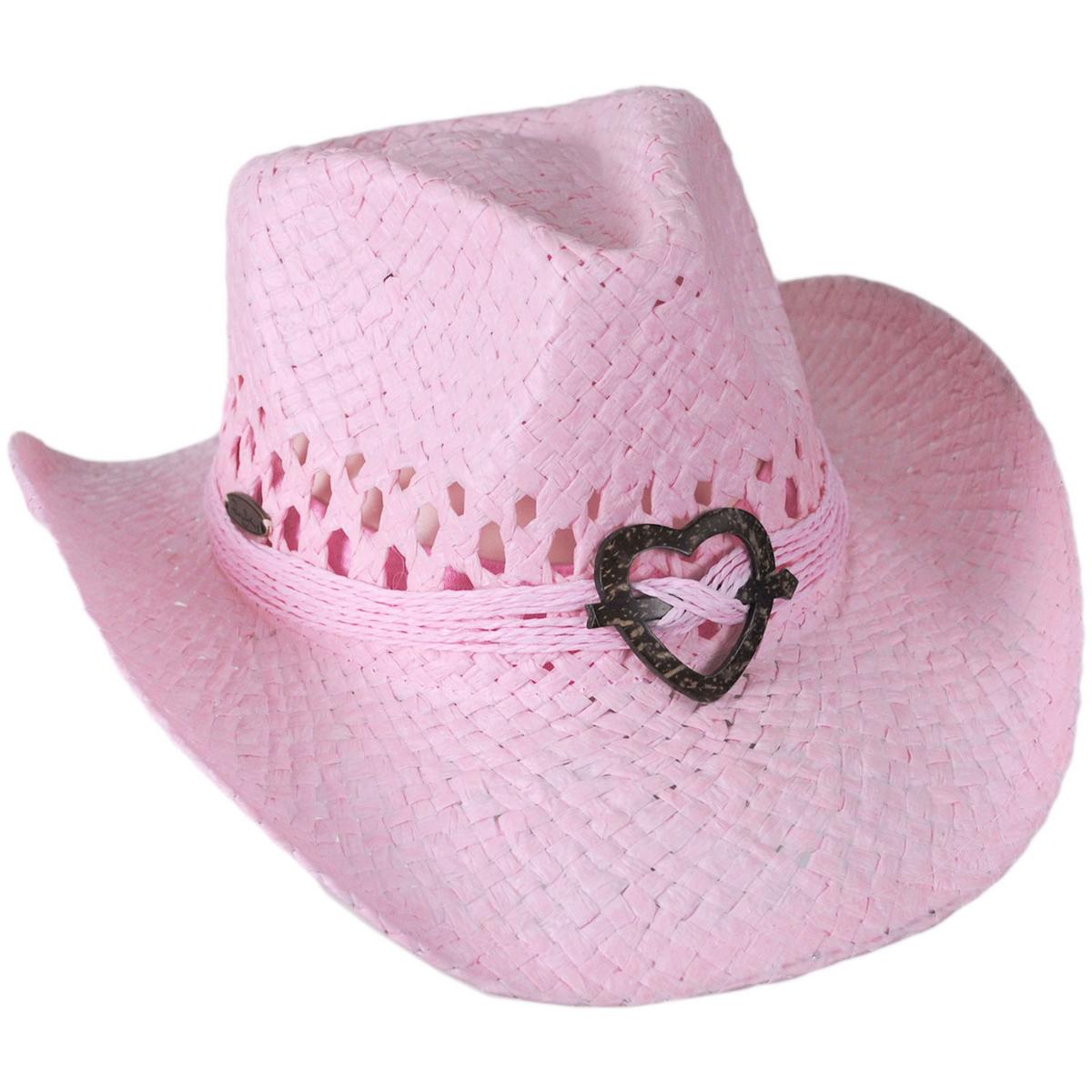 Panama Jack | Kid's Maho Toyo Straw Western Hat | 505101 | lead | PINK