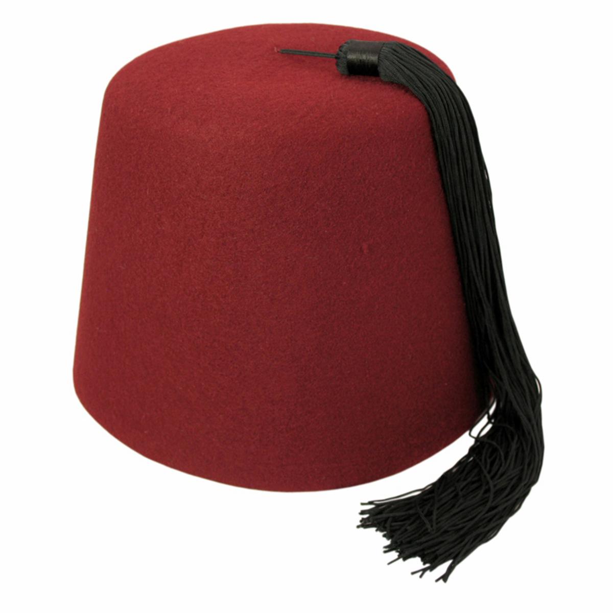 Village Hat Shop | Wool Fez with Black Tassel | 193300 | detailone | MAROON
