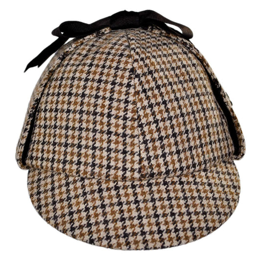 Jaxon Hats | Wholesale Sherlock Holmes Houndstooth Wool Blend Hat B2B Pre-Pack | B2B192395 | front | BROWN
