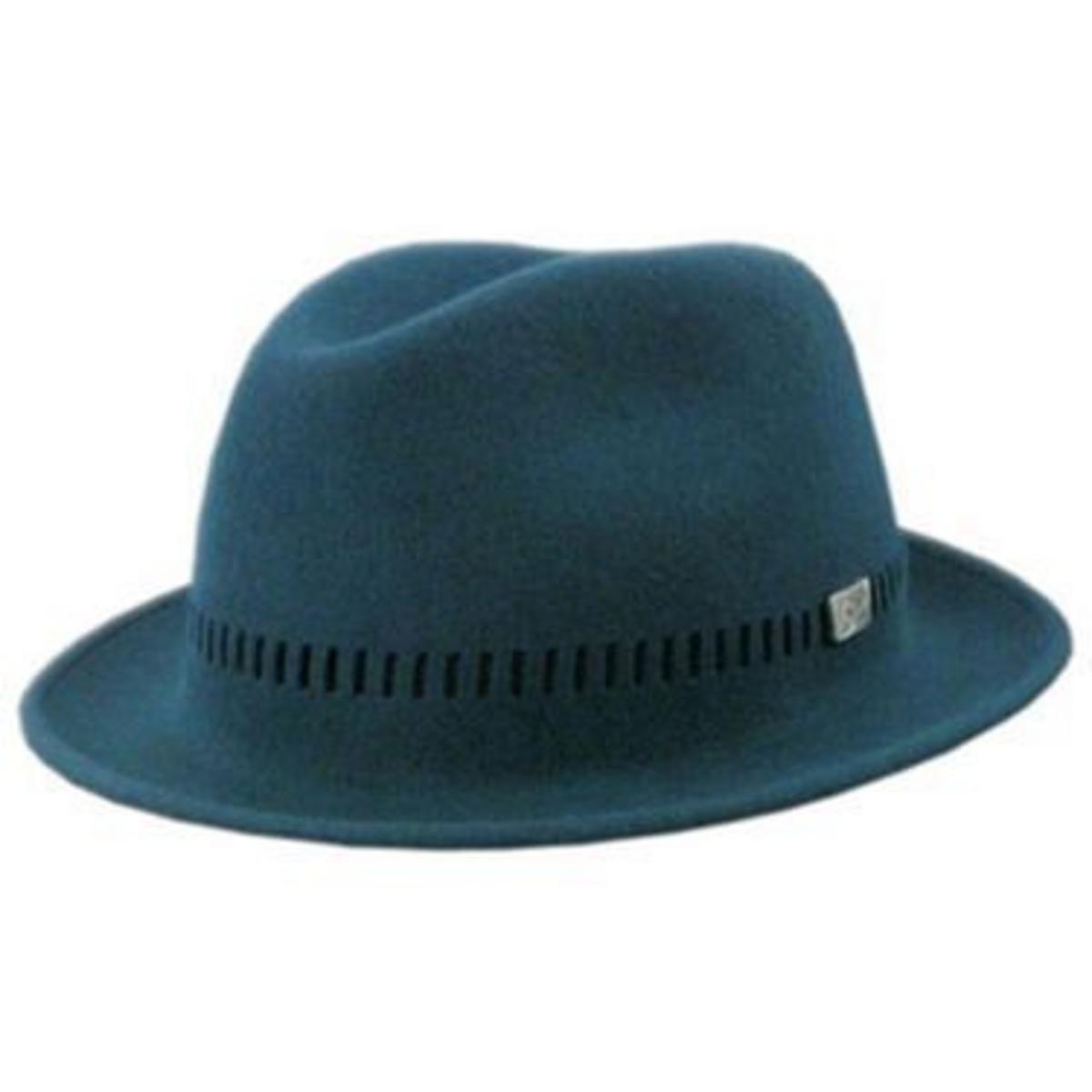 Bollman Hat Company | Heritage Collection 2000s Wool LiteFelt Stingy Brim Fedora Hat | 130098 | lead | TEAL