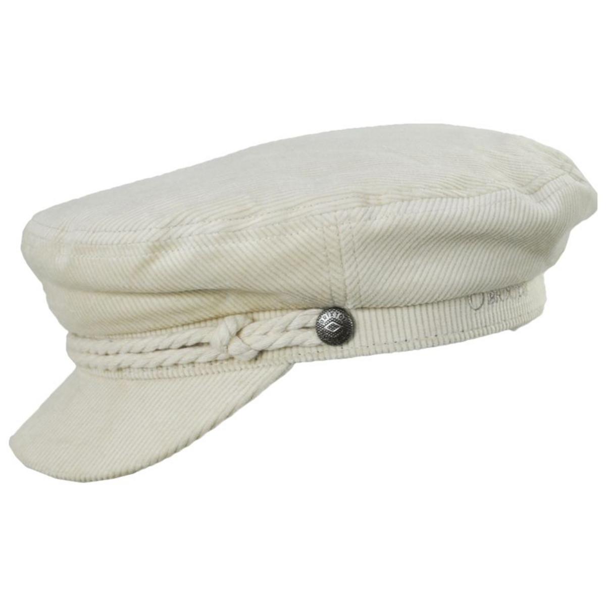 BRIXTON HATS | Corduroy Fiddler Cap - White Cap & Pacific Blue | 181305WCPB | profile | WHITE CAP