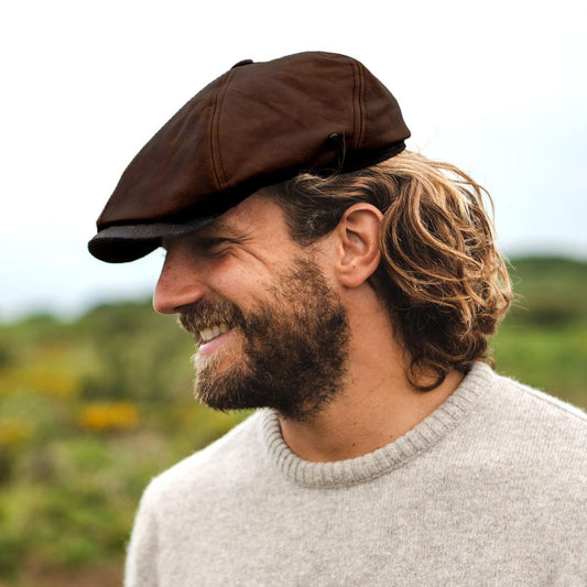 Jaxon Hats | Leather Suede Newsboy Cap | 168202 | lsmone | BROWN