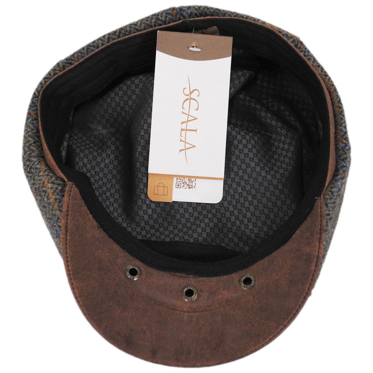 Scala | Finnbar Wool Blend Tweed Newsboy Cap | 160172 | under | BROWN