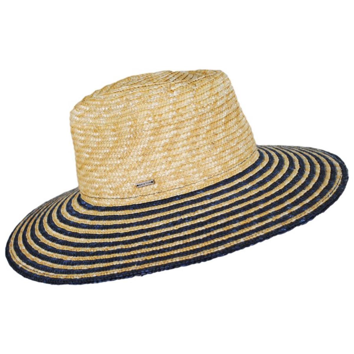 BRIXTON HATS | Joanna Festival Wheat Straw Fedora Hat | 104047 | profile | HONEY/JOE BLUE