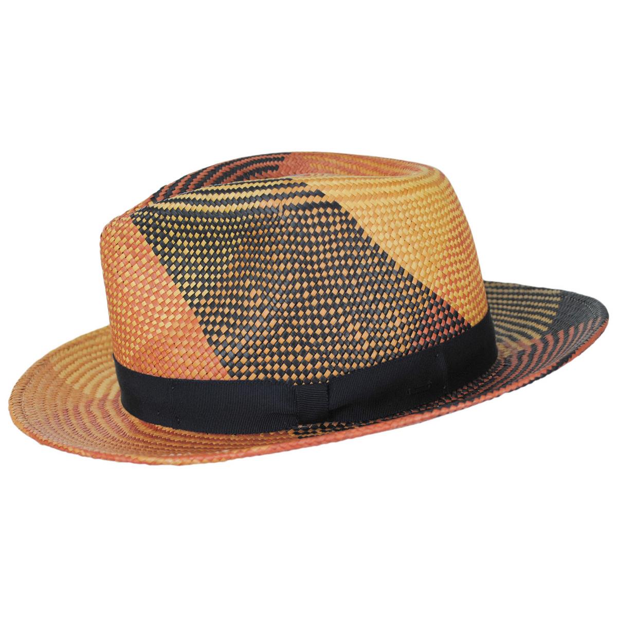 Bailey 1922 | Giger Panama Straw Fedora Hat | 127805 | profile | TAN PLAID