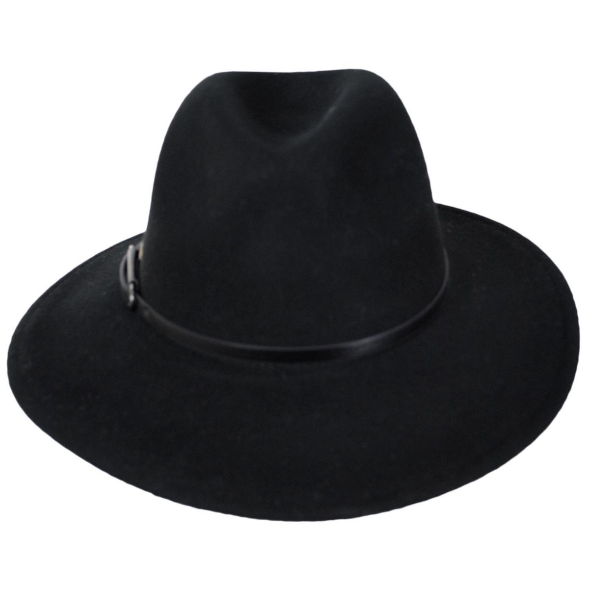 Scala | Brigitta Wool Felt Safari Fedora Hat | 123509 | top | BLACK
