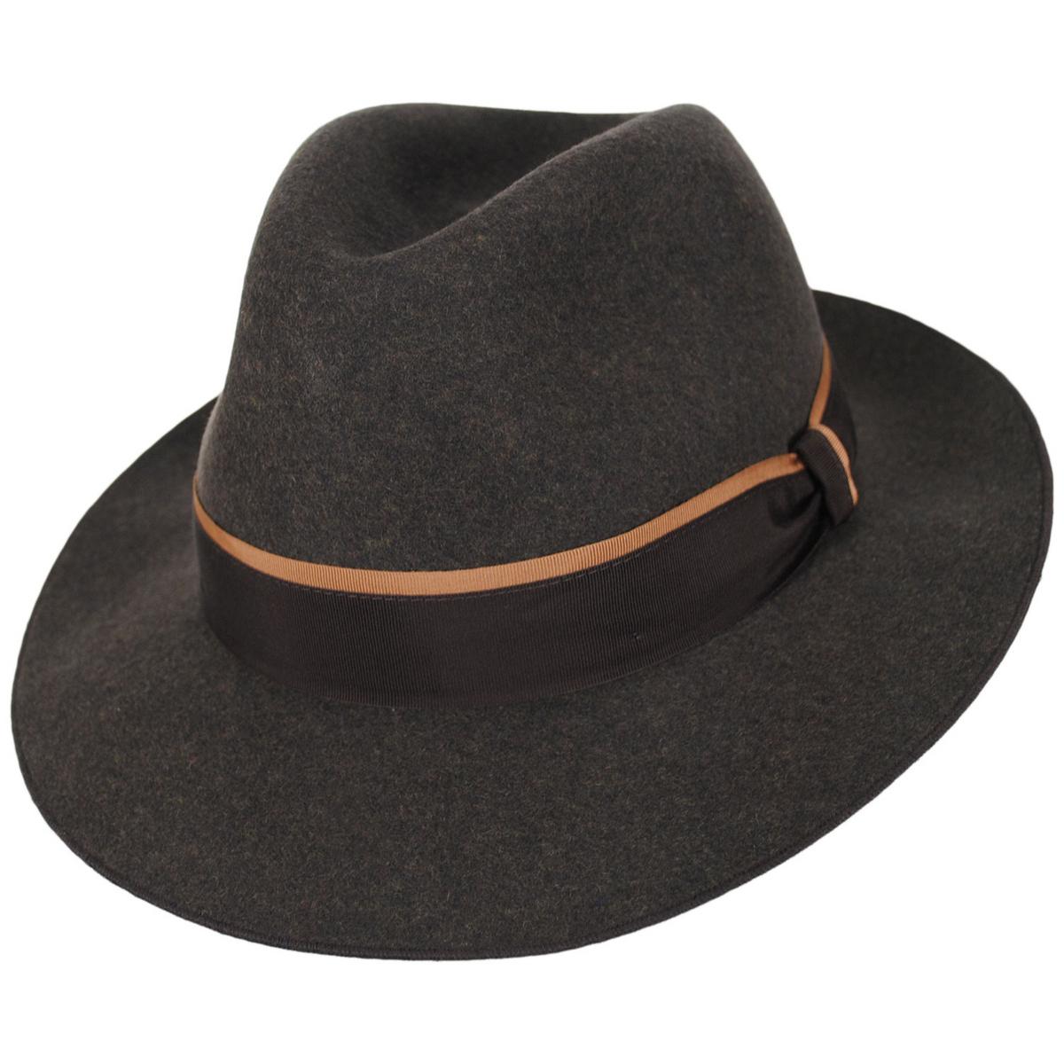Stefeno Hats | Desmond Crushable Wool Felt Fedora Hat | 136066 | lead | BROWN MIX