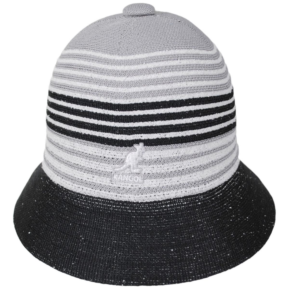 Kangol | League Tri-Color Stripe Casual Bucket Hat | 185812 | front | GREY/BLACK