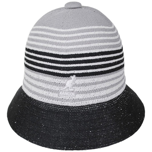 Kangol | League Tri-Color Stripe Casual Bucket Hat - FINAL SALE | 185812 | front | GREY/BLACK