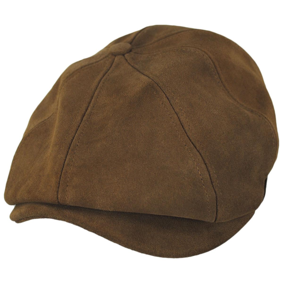 BRIXTON HATS | Brood Reserve Suede Leather Newsboy Cap | 161541 | lead | TOFFEE SUEDE