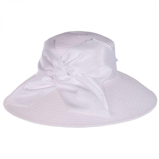Toucan Collection | Twist Bow Packable Toyo Straw Lampshade Hat - Made to Order | 121606 | lead | WHITE