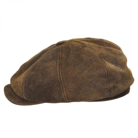 Stetson | Pigskin Leather Newsboy Cap | 160278 | profile | BROWN
