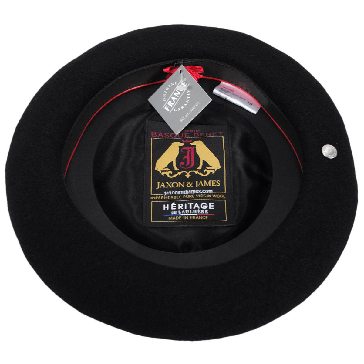 Jaxon Hats | Wool Basque Beret by Heritage par Laulhere | 151051 | under | NOIR