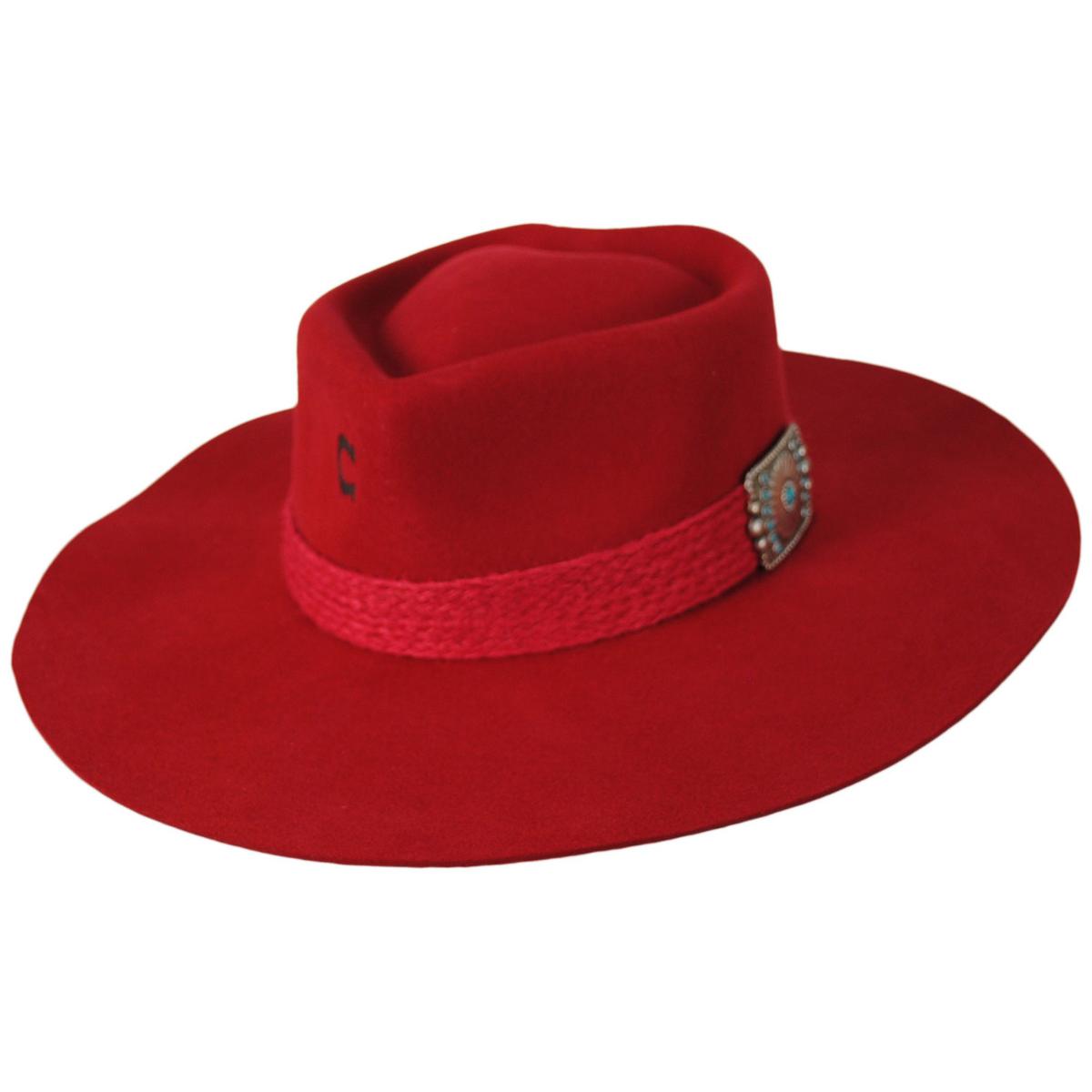 Charlie 1 Horse | Fling Wool Felt Rancher Fedora Hat | 124974 | lead | RED