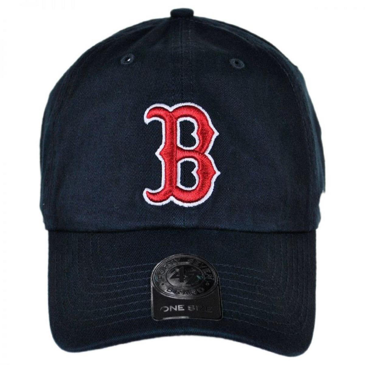 47 Brand | Boston Red Sox MLB Clean Up Strapback Baseball Cap Dad Hat | 203164 | front | NAVY