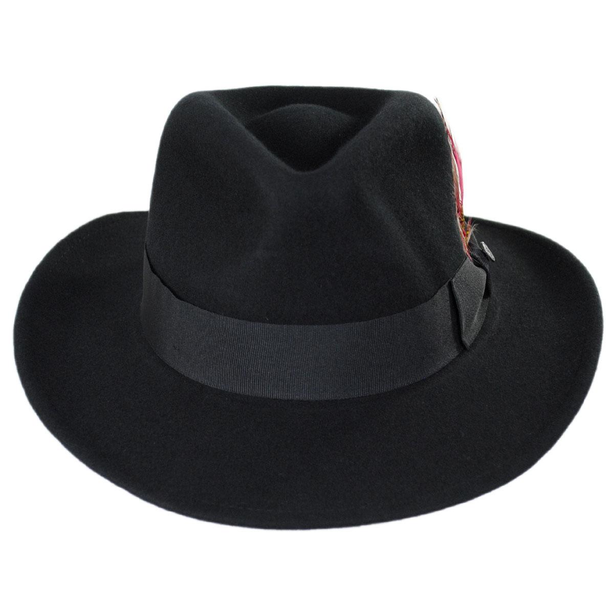 Jaxon Hats | Wholesale Ford Crushable Wool Felt Fedora Hat B2B Pre-Pack | B2B135004 | front | BLACK
